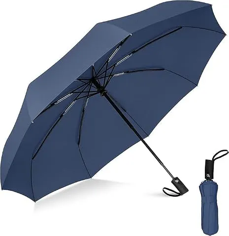 NVISM Automatic Travel Umbrella - Stylish Windproof For Rain & Compact, Strong for Wind, Auto Open/Close Button, Travel-Friendly 3-Fold Design Perfect Umbrella for Men & Women