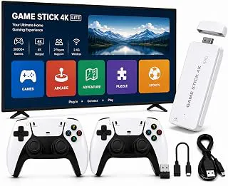 4K Retro Game Stick for TV with 30,000+ Built-in Games, Wireless Dual Controllers, HDMI Plug & Play Video Game Console, 64GB TF Card, 2 Player Gaming System for Kids & Adults