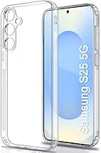 TheGiftKart Back Cover Soft Case for Samsung Galaxy S25 5G | Best Camera Protection | Inbuilt Dust Plugs & Anti-Slip Grip | Ultra Clear Slim Back Cover Case (Silicone, Transparent)