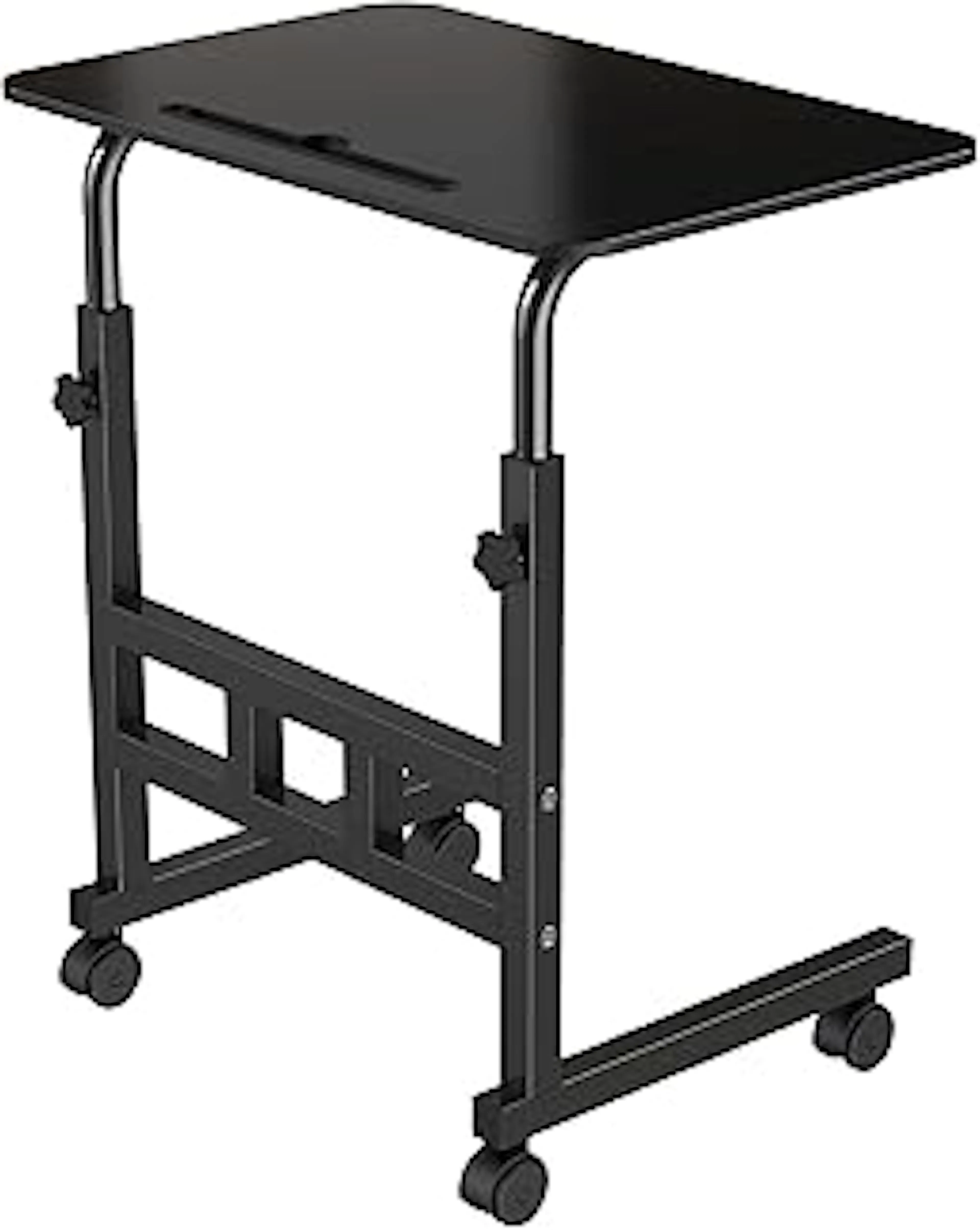 Amazon Brand - Umi Wooden Multipurpose Adjustable Height Table with Wheels For Work From Home, Study, Office And Bedroom (Without Drawer)