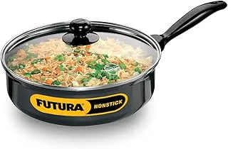 Hawkins Futura 3.25 Litre Curry Pan, Non Stick Saute Pan with Glass Lid, Deep Pan for Frying, Black (Q92) Nonstick