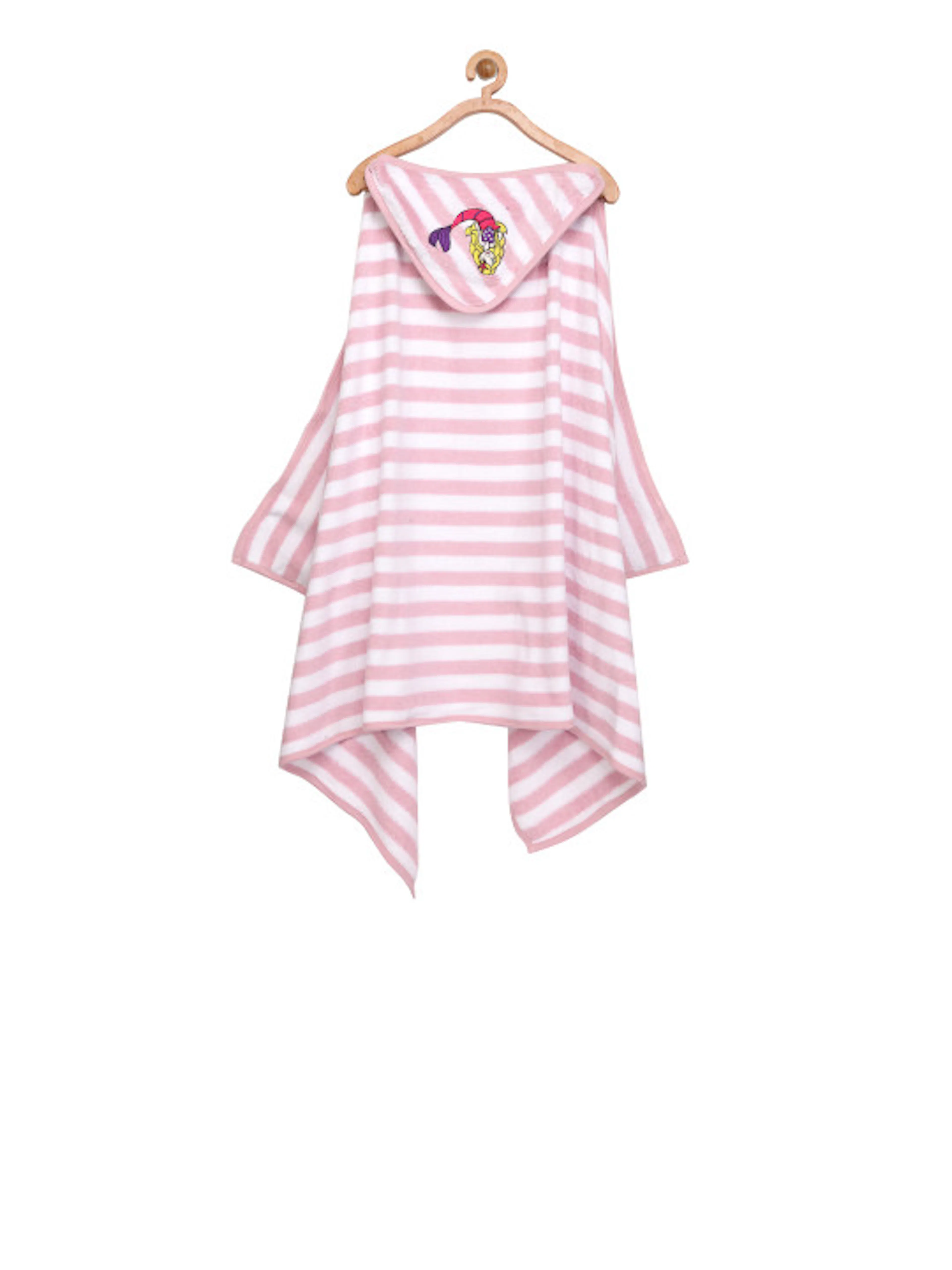 My Milestones Kids Pink & White Striped 380GSM Hooded Bath Towel Wrap