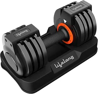 LifelongAdjustable Dumbbells Set for Men & Women|Home Gym Equipment for Fitness & Home Workout | Gym Dumbbells | Easy Weight Adjustment (2.5kg to 12.5kg) - Black, LLAD02,Iron