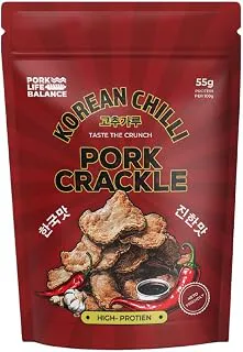 PORK LIFE BALANCE Delicious Pork Crackle (Korean Chilli, 75 gm) - Ready To Eat Pure Dry Cured Pork Crackles, No Trans Fat, Gluten & Soya Free, Shelf-Stable, Keto Friendly (Pack Of 1)