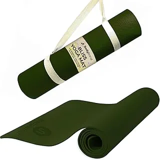 Bodyband Yoga Mat for Women and Men 4mm with Carry Strap EVA Material Extra Thick Exercise Mat for Workout Yoga Fitness Pilates and Meditation, Anti Tear Anti Slip For Home & Gym Use - Army Green