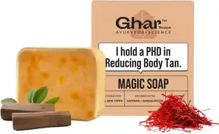 Ghar Soaps Magic Soap Sandal Wood And Saffron for DeTan and Glowing Brightening Skin