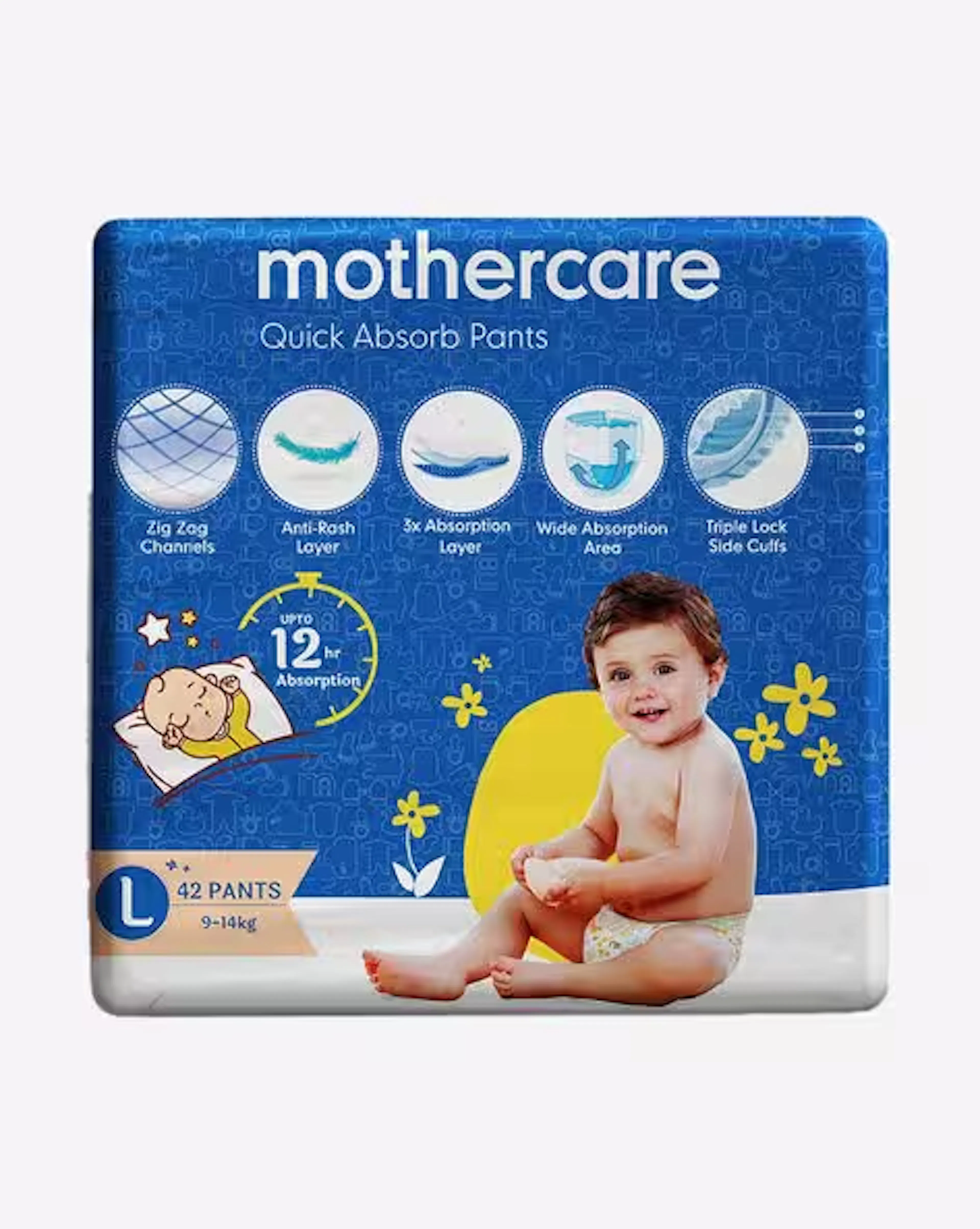 Pack of 42 Quick Absorb Large Pant Diapers