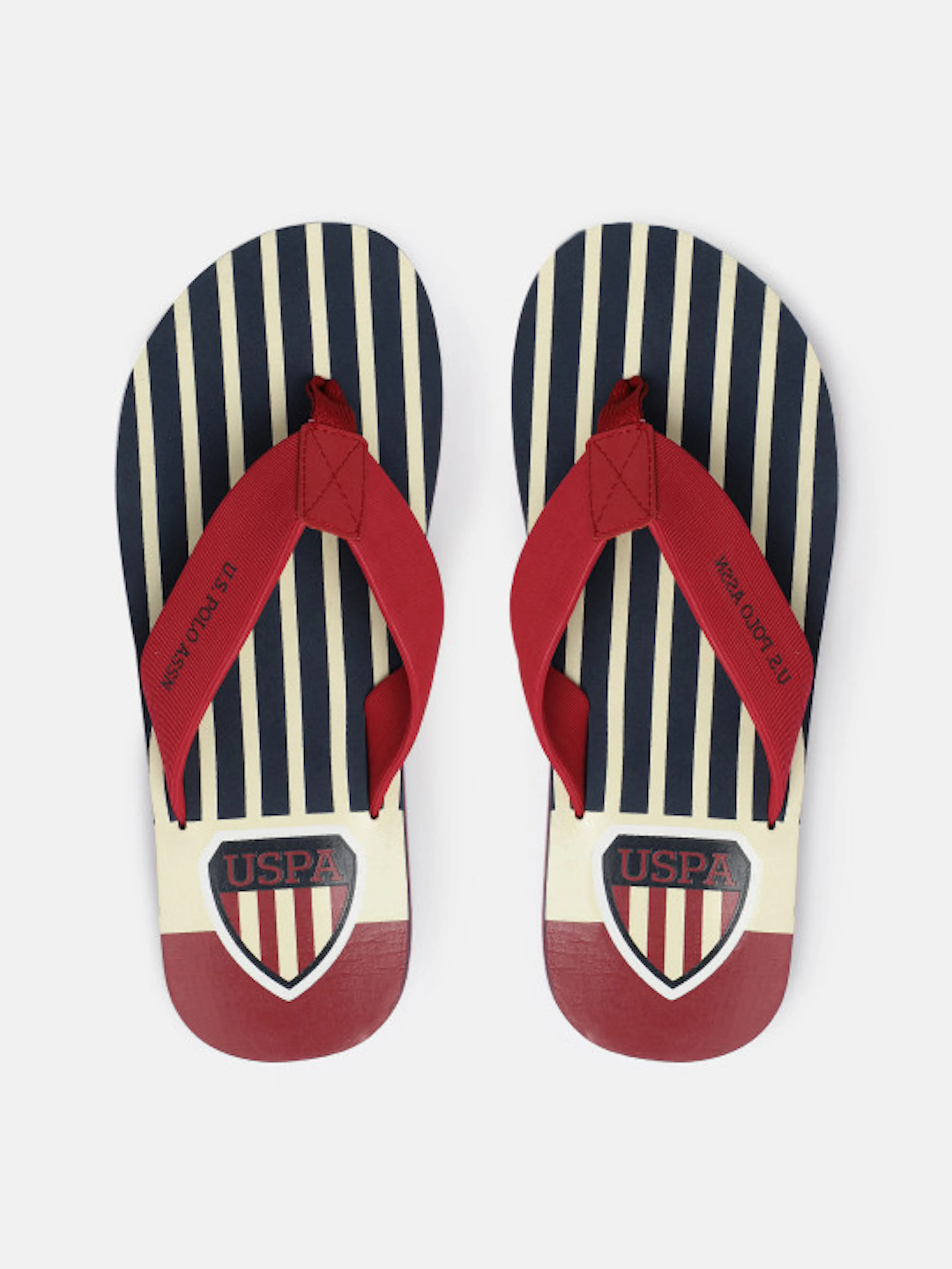 U.S. Polo Assn. Men Navy Blue & Cream-Coloured Printed LEANDER Thong Flip-Flops