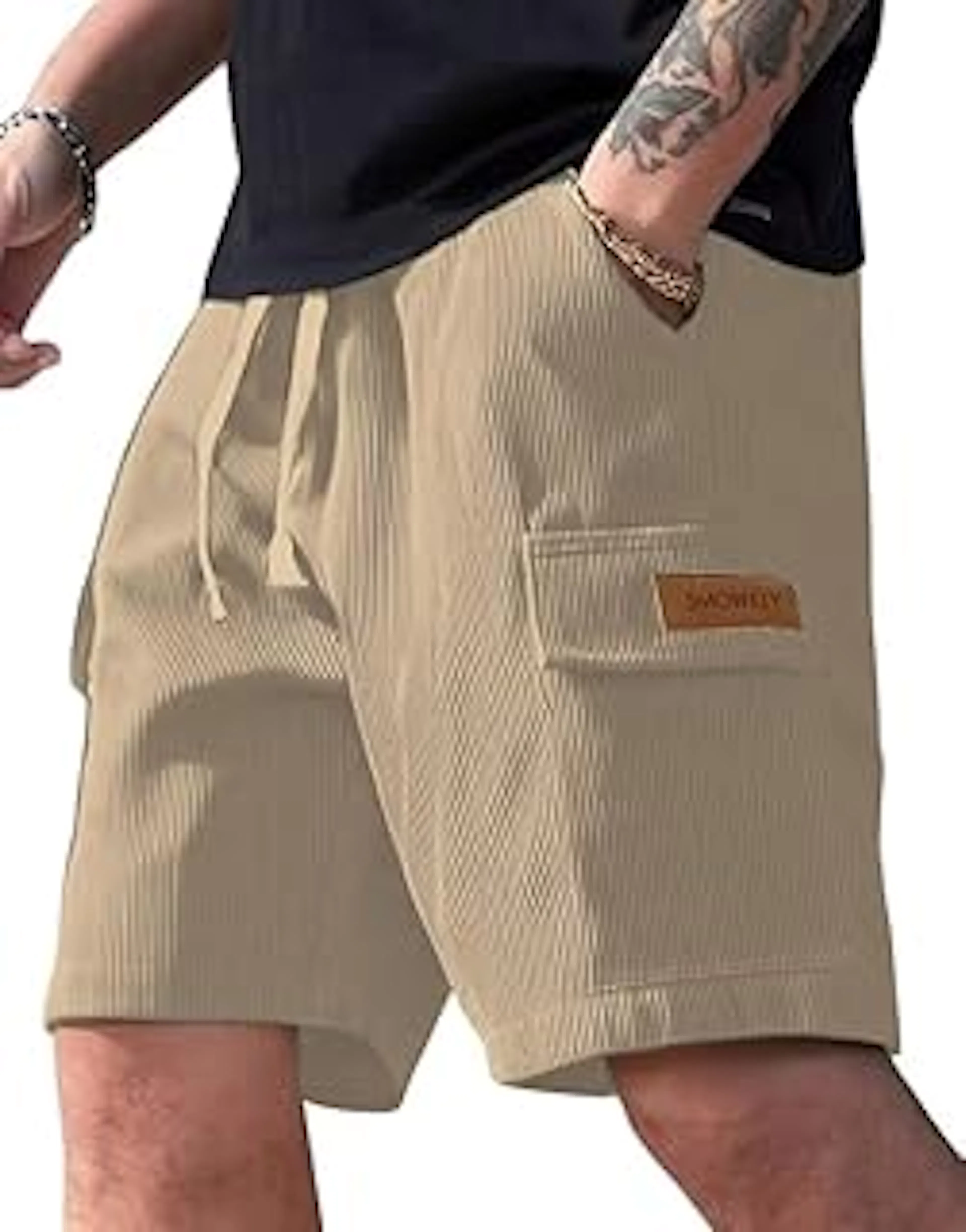 SMOWKLYAuthentics Classic Men's Ribbed Polycotton Relaxed Fit Cargo Stretch Shorts || Half Pant with Drawstring & 4 Pockets || Lightweight & Quick Dry || Men Shorts Casual ||Shorts Pant for Men