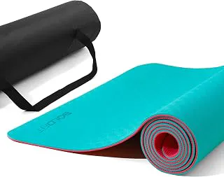 Boldfit Yoga mat for Women and Men with Cover Bag TPE Material 6mm Extra Thick Exercise mat for Workout Yoga Fitness Pilates and Meditation, Anti Tear Anti Slip, Blue & Pink