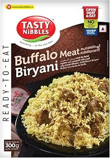 TASTY NIBBLES Ready to Eat Buffalo Meat BIRYANI 300GM Pouch| Kerala Special | Open Heat & Eat | Non-Vegetarian | No Added Preservatives | Japanese Retort Technology 200GM Pouch (Pack of 3)