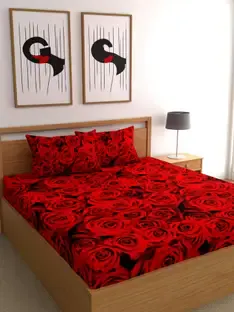 ShopGlobal 180 TC Microfiber Double Floral Bedsheet