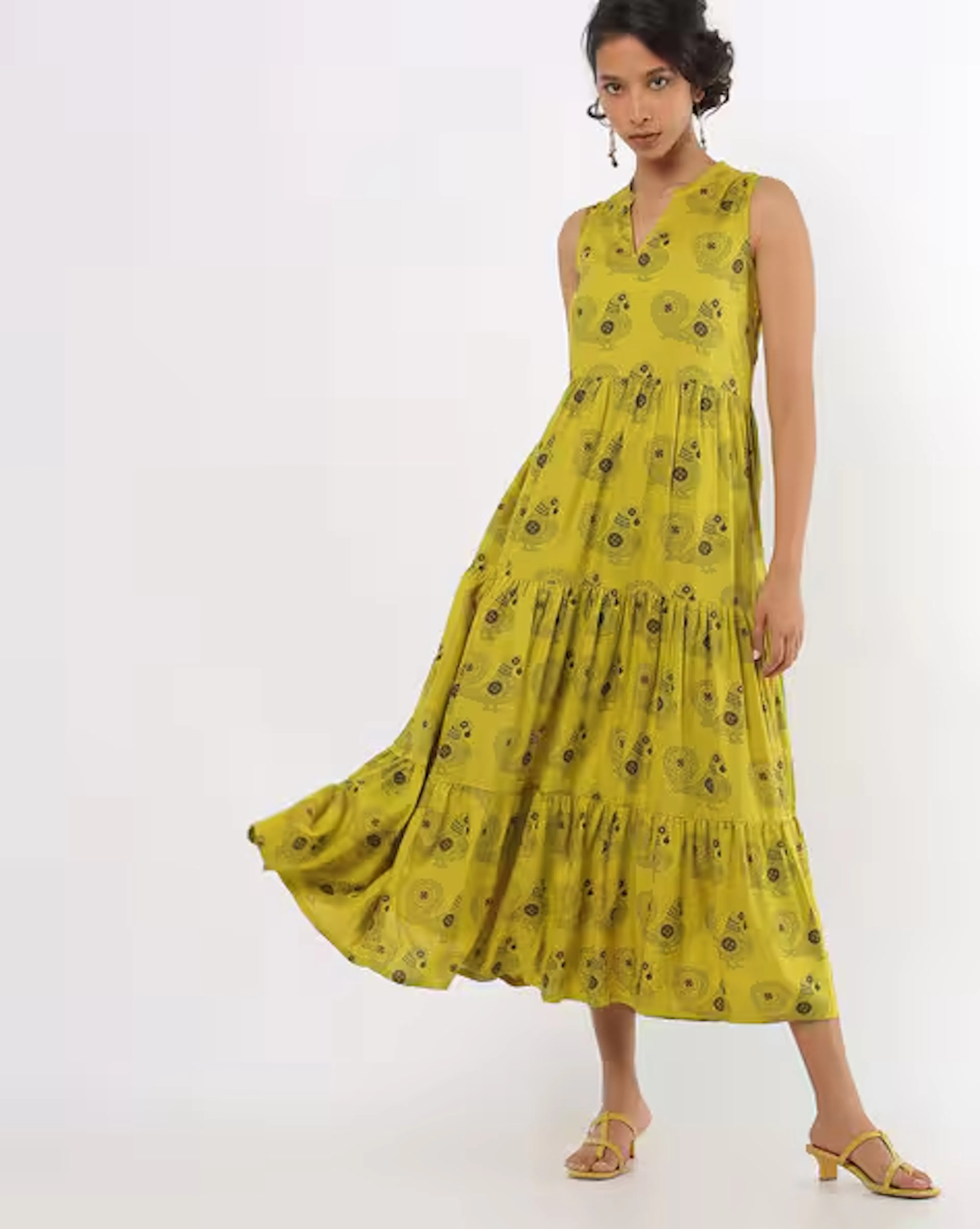 Printed Sleeveless Maxi Dress