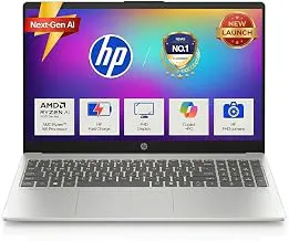 HP OmniBook AMD Ryzen 5 New AI 330 Processor (24GB DDR5 Ram, 1TB SSD), Anti-Glare,15.6''/39.6cm FHD, Win11,Office24, Silver,1.7kg, FHD Camera with Shutter, Fingerprint Reador, Backlit KB fn0074AU