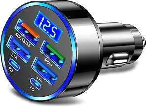 800W Fast Charging Car Charger Adapter with 6-Port USB C, QC3.0, 12V/24V Universal Compatibility