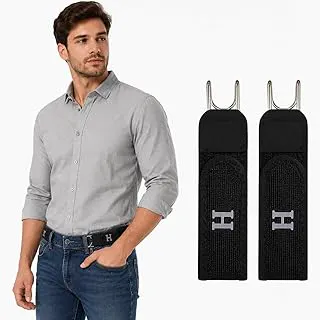 PUJIBuckleless Belt for Men & Women – Elastic Stretch Waist Belt with Metal Hook, Invisible Everyday Work Belt, Black, Brown, White (2 pcs)