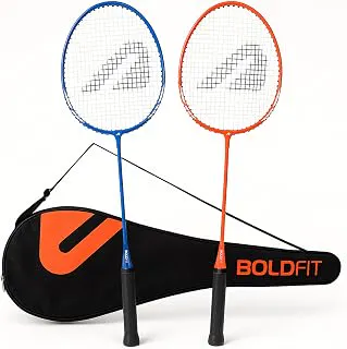 Boldfit Badminton Racket Combo for Beginners Adults Aluminium Shuttle Bat with Full Cover Bag Badminton Racquet for Practice & Match Lightweight 100gm with Grip Handle Shuttle Racket 1 Pair BlueOrange