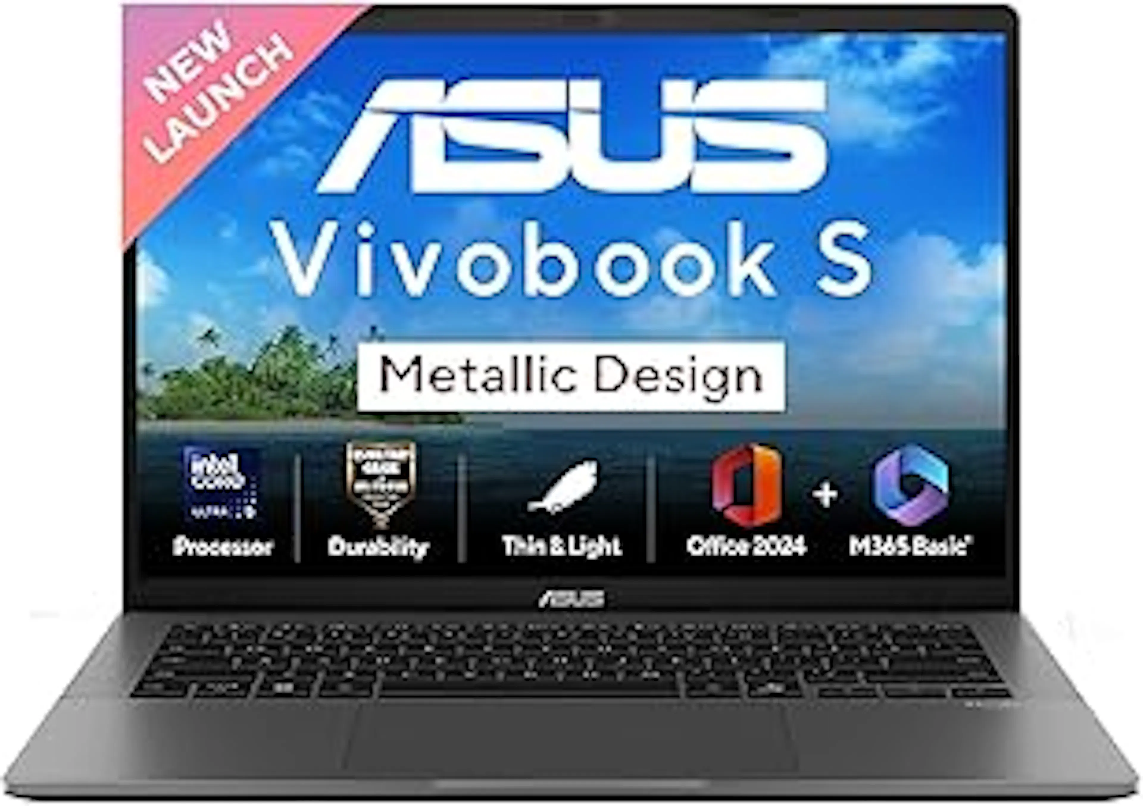 ASUS Vivobook S14, Intel Core Ultra 5 225H, Intel iGPU,16GB RAM,512GB SSD,FHD+,14",60Hz,Windows 11,M365 Basic (1Year)*,Office Home 2024,Matte Gray,1.4 Kg, S3407CA-LY057WS, Metallic Design Laptop