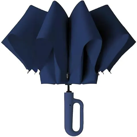 FLYNGOUmbrella for Rain Big Size with Carabiner Handle, UV Coated 3-Fold Travel Umbrella for Sun Protection, Windproof Reinforced 10 Dual Ribs, Automatic Open/Close