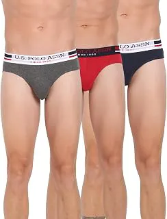 U.S. POLO ASSN.Mens Elasticized Waist Pure Cotton I006 Briefs - Pack of 3