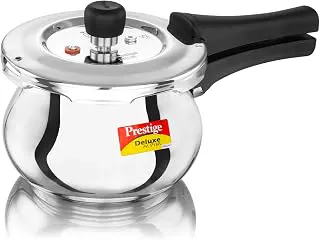 Prestige 2 Litre Stainless Steel Deluxe Alpha Svachh Outerlid Baby Handi Pressure Cooker|10 years warrantyDeep lid for spillage control|Gas & Induction compatible|ISI Certified