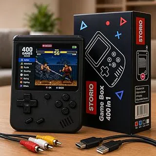 Storio Rechargeable Pocket Video Game for Kids 400 in 1 Retro Game Box Console Handheld Game Box with TV Output - Multicolor | 400 in 1 Retro Game Box Console, Handheld Game Box, TV Output