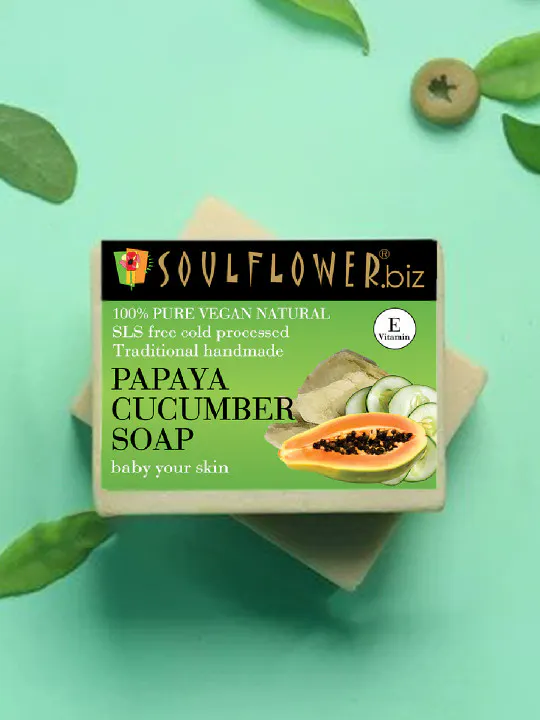 Soulflower Sustainable Papaya Cucumber Unisex Soap