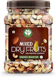 Go Vegan Healthy Nutmix 100gm, Dried Almonds, Black Raisins, Cashewnuts, Cranberries, Black Dates & Many More. (Jar Pack) nutmix