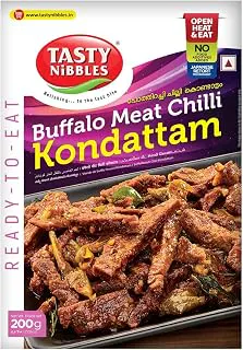 TASTY NIBBLES Ready to Eat Buffalo Meat Chilli KONDATTAM 200GM Pouch| Kerala Special | Open Heat & Eat | Non-Vegetarian | No Added Preservatives | Japanese Retort Technology 200GM Pouch (Pack of 1)