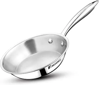 BERGNER Argent Junior Chef TriPly Stainless Steel 16cm (700ml) Fryapn, Mini Frying Pan, Sturdy and Durable, Less Oil Use, Healthy Cooking, Non-Toxic, Easy to Clean - Induction and Gas Stove Ready Stainless Steel