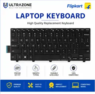ULTRAZONE Keyboard for DELL Inspiron 5442, 3458, 3441, 3467, 5468, 3462, 3468, 3476_48 Internal Standard Laptop Keyboard Compatible with Desktop, Laptop, Mac