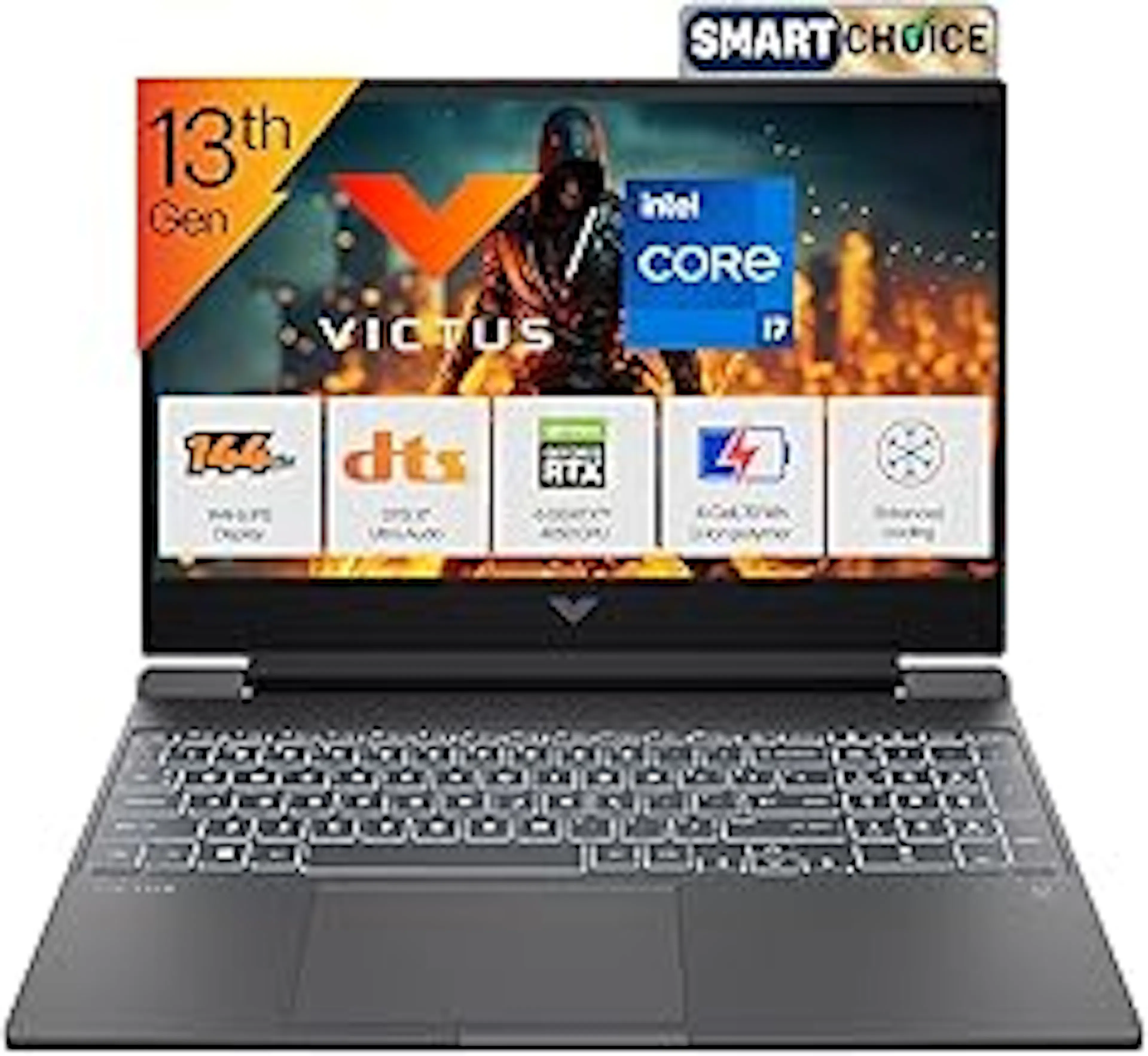 HP Smartchoice Victus, 13th Gen i7-13620H, 6GB RTX 4050, 16GB DDR4(Upgradeable) 512GB SSD, 144Hz, 300nits, FHD, 15.6''/39.6cm, Win11, M365* Office24, Mica Silver, 2.3kg, fa2100/03/04tx, Gaming Laptop