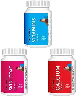 Dog Calcium and Vitamin Supplement Combo for Strong Bones and Shiny Coat - Complete 3 Pack Pet Health Booster Review, Features and Benefits