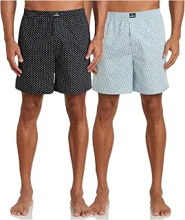 Amazon Brand - SymbolMen's Cotton Printed Boxer Shorts (Combo Pack of 2) Casual | Underwear | Half Pants | Short Pant - Regular Fit with Back Pocket