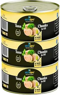 Octoking Light Meat Tuna Chunks in Oil 185g (Pack of 3)