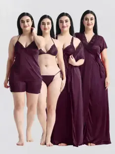NIGHT KEYS Women Nighty with Robe