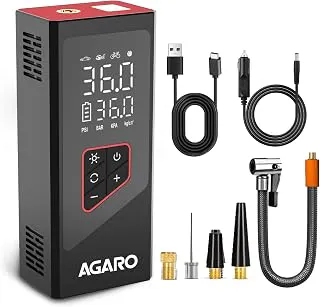 AGARO Regency Cordless Tyre Inflator, Rechargeable, 6000 mAh (3 * 2000) Batteries, Up to 150 PSI Air Pump for Car, Bike, Foot Balls, Inflatables, Portable Air Compressor, Power Bank, Multipurpose Use