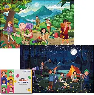Set of 2, 150 Pieces Adventure Jigsaw Puzzle for Kids, Hiking & Star Gazing, Large Size - 45 * 30 cms, Puzzle for Kids 6+ Years, Brain Teaser, Birthday Gift