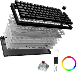 Kreo Swarm X Wireless 75% Mechanical Keyboard Red Switches with Light Shine Through Wireless Tenkeyless Gaming Keyboard Compatible with Desktop