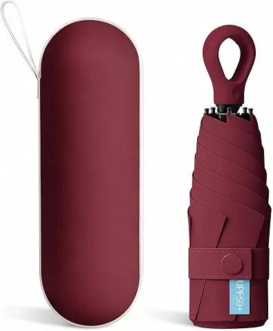 Mini Umbrella with Case for Men & Women (Manual Open) Compact Travelling Pocket Umbrella, Polyester & UV Protect Fabric for Summer/Anti-Slip Handle- Use in Rain & Summer-Foldable Windshield
