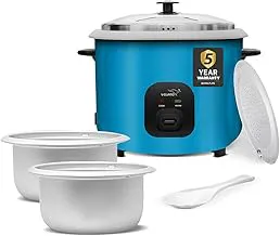 V-Guard VRC 2.8-Litre Electric Rice Cooker with 1000 W Power, 2 Pots, Spatula, Rice Separator | 5-Year Heating Plate & 2-Year Product Coverage by V-Guard | Automatic Cooking with Double-Layer Body & Cool Touch Handles