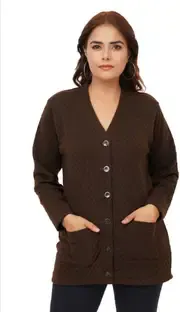 urban rock Self Design V Neck Casual Women Brown Sweater