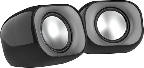 HP DHS-2111 Wired Speaker, 2-Channel Surround Sound, 3.5mm aux connectivity, PC and Phone Compatible, Easy Volume Controls, 1-Year Warranty, 0.27 kg, Black, 8C575AA