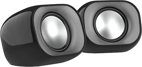 HP DHS-2111 Wired Speaker, 2-Channel Surround Sound, 3.5mm aux connectivity, PC and Phone Compatible, Easy Volume Controls, 1-Year Warranty, 0.27 kg, Black, 8C575AA