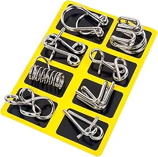 8pcs Metal Wire Puzzle Set - Problem Solving and Mind Exercise Educational Fidget Toys, Assorted Disentanglement Puzzles for Gifts, Party, Prizes - Brain Teaser IQ Test (A)