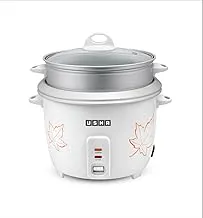 USHA RC18GS2 Steamer 700 Watt Automatic Rice Cooker 1.8 Litres with Powerful Heating Element, Keep Rice Warm for 5 Hrs, 2 Cooking Pans, Steamer, Trivet Plate & more accessories, 5 Yrs Warranty (White)