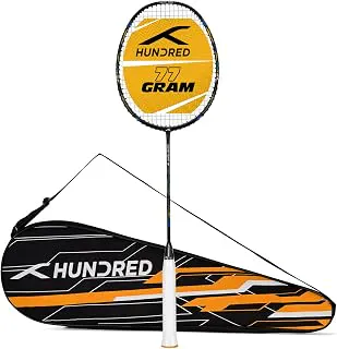 Hundred Energy Burst 18 Strung Badminton Racket with Full Cover (Black/Blue, 77 g), Carbon Fibre