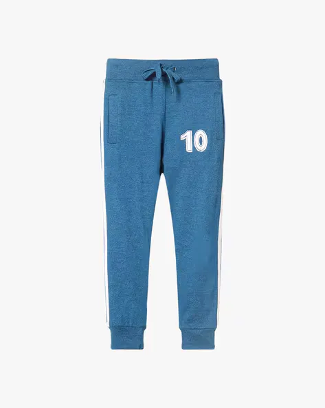 Cotton Track Pants with Ribbed Cuffs