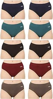 RVB FashionsWomens Cotton Panty (Pack of 10), Plain, Assorted Colour, Inner Elastic