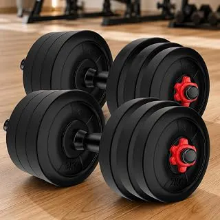 Adjustable PVC Dumbbells Weights With Dumbbells Rods For Home Gym & Strength Training (Black)